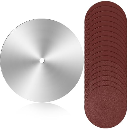 Lanties 10 Sanding Disc for Table Saw 5/8 Arbor Calibration Sanding Disc Balance Blade with 18 Pcs Sandpaper 60 80 100 120 180 240 Grit