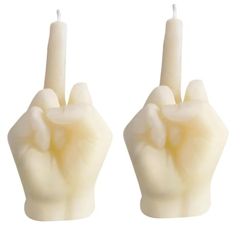Starnearby Mittelfinger Kerze Lustige Stinkefinger Kerzen Mittelfinger-Duftkerze Handgeformte Kerzen Mittelfinger Kerzenform Weihnachten Kerzen für Hausdekoration Candle Geschenkset (2, Weiß)