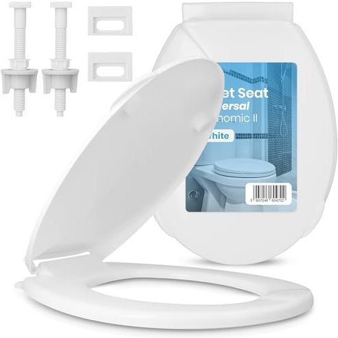 Tapa Asiento WC Universal Cubierta Blanca Ovalada Tapa Inodoro Asiento WC Montaje Fácil Limpieza Sencilla Diseño Ergonómico