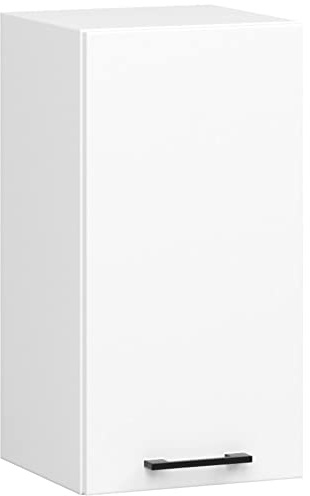 AKORD | Armario de Pared de Cocina Oliwia W40 | 2 Estantes y 1 Puerta | Modular | Mueble Base | Aglomerado Laminado | Blanco