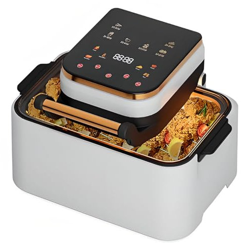 Friggitrice Ad Aria, Frittura Ad Aria Digitale Rapida Antiaderente da 12 Litri, Forno Intelligente da 1700 W con Touch Screen Friggitrice Senza Olio, Finestra di Visualizzazione a 270° White