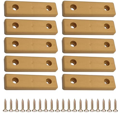 cyclingcolors 10x Patines Pies para Muebles en Plástico Rectangulares 50x14mm Mesa Armario cómoda Cama cuña Accesorio protección Suelos Altura para Atornillar, marrón claro