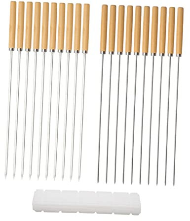 YARNOW Brochetas Inoxidable y Madera Duraderas Para Barbacoa Accesorios De Camping