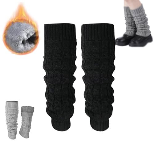 Beinwärmer für Damen, Winter, warme Beinwärmer, Stiefelsocken, gehäkelt, lange Stiefelsocken, Winter, mit Fleece gefüttert, Beinwärmer für Damen (2 Stück - G, Einheitsgröße), 2 Stück - G, One size