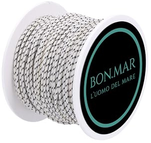 BON.MAR Leine aus Dyneema beschichtet, Sk75, Rolle 50 m, weiß, schwarze Einsätze, Ø 1,5 mm