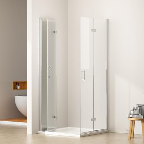 EMKE Duschkabine 100x100 Eckeinstieg Duschabtrennung Duschwand Eckdusche Duschtür Falttür Dusche Komplett NANO 6mm Sicherheitsglas Duschtüren 195cm Duschkabinen