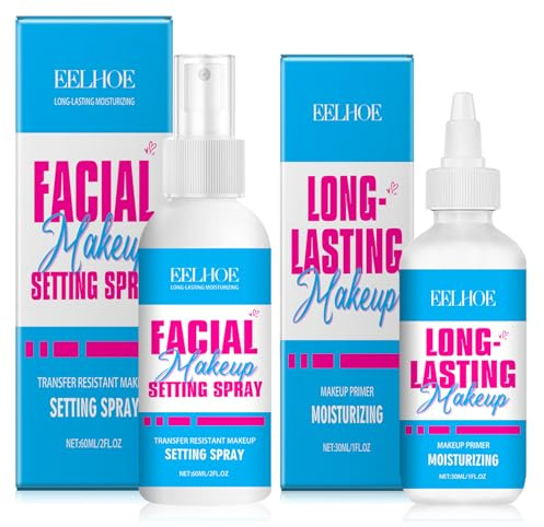 Setting Spray 60 ml,Gripping Primer 30 ml,Make-up Fixing Spray | Feuchtigkeitsspendender Primer,Lasting Fixierspray Make Up,Strahlenderes Make-up,Feuchtigkeitsbooster Pflegen die Haut
