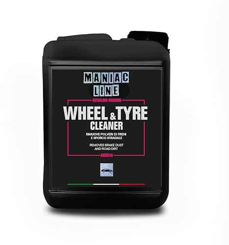 Mafra, Maniac Car Detailing Line,Formato 2L, Wheel & Tyre Cleaner, Detergente 2in1, Rimuove Polvere di Freni e Sporco Stradale dai Cerchi in Lega e Gomma
