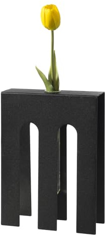 Arti & Mestieri De Chirico - Vaso portafiore di Design 100% Made in Italy - in Ferro, 18 x 6 x 25h cm (Nero)