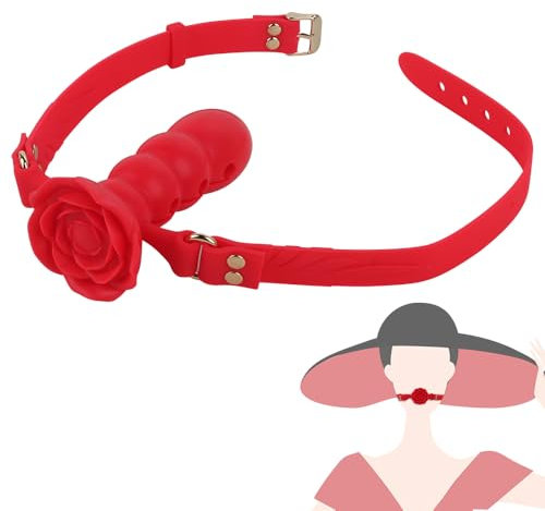 GKLWEJ DìḷĐò Gag, Bavaglio Regolabile con Bocca a Sfera, Bavaglio per Pene Fetish Bondage, Gioco di Sesso per Coppie Donne Uomini Estremo, Rosso