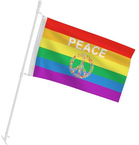 Bandera de la Paz con Ojal - 150 x 90 cm - Diseño de Paloma Blanca - Colores Vibrantes y duraderos
