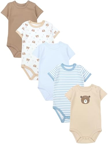 TupTam Baby Body Kurzarm – 5er Set Body Baby aus Baumwolle – Weicher, Atmungsaktiver Kurzarm Body Baby Jungen
