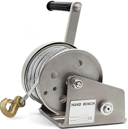 NGIRJKKLL Hand Winch Heavy Duty Rope Pulley, Hand Winch, Boat Trailer Winch Heavy Duty Rope Crank, Two-Way Ratchet, Manual Operated Hand Crank Winch for Trailer, Boat or Towing