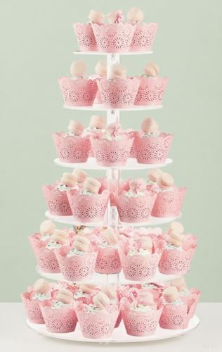 Fhmidic 6 Etagen Cupcake Ständer, transparenter Tortenständer Acryl Etagere 6-stöckig Cupcake Halter Dessert-Gebäckturm Muffinständer für Hochzeiten, Geburtstage, Mottoparty, Baby-Shower