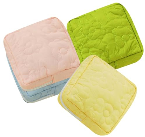 Vaguelly 4 Stück Tampon Aufbewahrungstasche Hygienische Periodentasche für Damen Praktischer Organizer für Sanitäre Produkte Stilvolle Kosmetiktasche Candy Farben