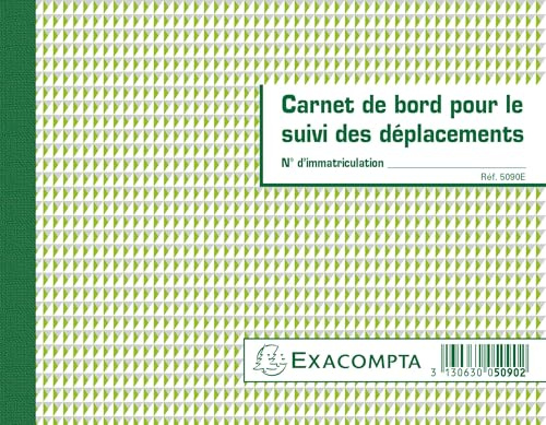Exacompta - Réf. 5090E - Paquet de 5 carnets de bord pour le suivi des déplacements - 64 pages - permet de consigner l'identité du conducteur, la date, l'heure de départ et d'arrivée - 148 x 190 mm -