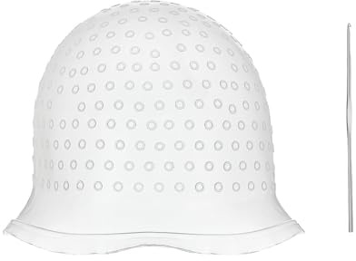 Silicone Highlighting Hair Cap, Reusable Highlight Hat with Hook, Hairdressing Dyeing Staining Tools Kit