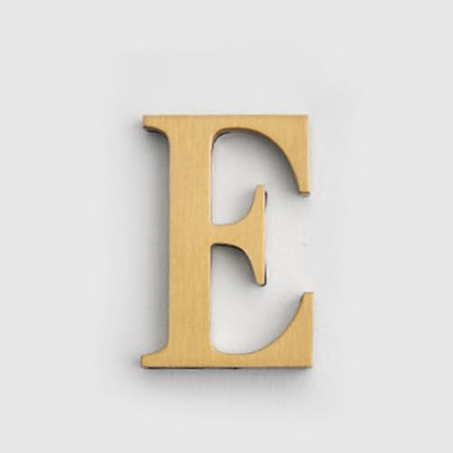 Self Adhesive House Numbers Stickers 2 Inch Modern Metal Brass Door Number Golden Mailbox Address Sign, for Wall Decor Hotel Apartment Room Office Cafe Street Yard Garden Exterior Decorative(E)