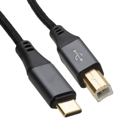 kenable PRO Metal USB-C to Printer Cable Type-C to USB B Male Braided Lead Gold Plated 0.5m 50cm