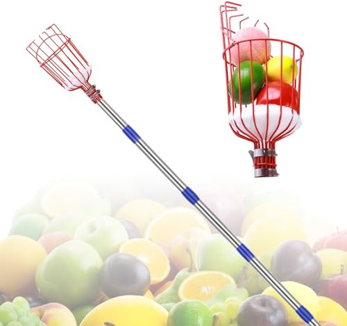 BCJMKDX Raccoglitore di Frutta, Palo con Cestino, Cuscinetto Protettivo in Schiuma, raccogli-fichi for Mele, pere, Limoni, Arance, Albicocche(3.6m)
