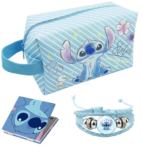 Trousse de Toilette Stitc,Trousse de Toilette Grande Capacité,avec Bracelet Tressé et Miroir Double Face（1