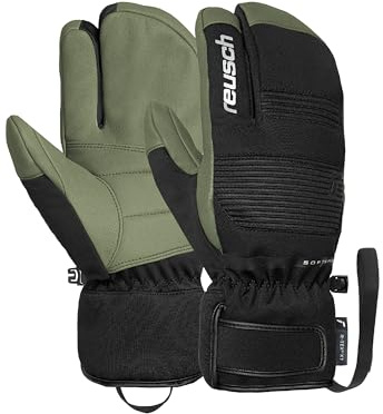 Reusch Lobster Skihandschuhe für Herren & Damen | sehr warm mit Wollfutter | wasserdichte & atmungsaktive 3-Finger-Winterhandschuhe, Ziegenleder, für Ski & Piste, Größe 6,5-11, Andy R-TEX XT Lobster