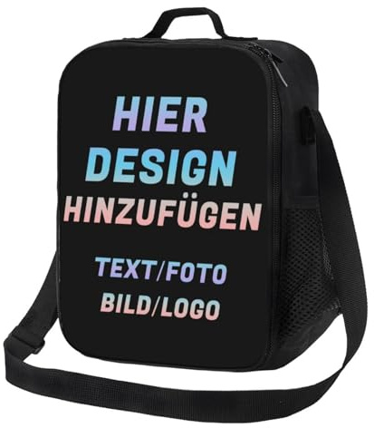 Personalisiert Lunch Tasche – Mit Bild Text Namen Logo Foto Selbst Gestalten Lunch Bag, Isolierte Lunchtasche FüR Kinder & Erwachsene, Praktische Lunchbag FüR Schule, Wandern & Picknick