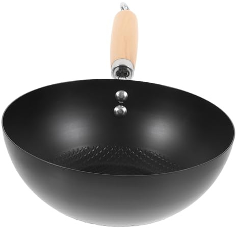 TOYANDONA Sartén Wok Pequeño De Hierro Fundido 20 Cm Sin Recubrimiento Antigoteo Distribución Calor Rápida Para Cocina De Gas Uso Diario Multifuncional
