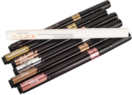 Qudinip Pennarello per Specchio, Pennarello per Vernice Resistente Allo Sbiadimento in Oro Rosa, Bronzo, Argento con Penna di Eliminazione, per Artigianato in Ceramica, Legno, Vetro