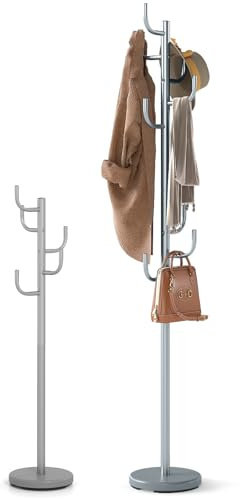COSTWAY Porte Manteau sur Pied 175 CM, Porte Manteau Perroquet en Métal, 8 Crochets, Base Lestée, 2 Hauteurs, Crochet Incurvées, Style Cactus, pour Sacs, Chapeaux, pour Entrée, Chambre, Bureau