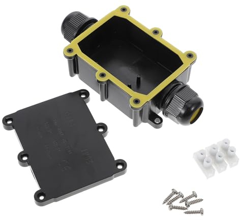 Alipis Waterproof IP68 Electrical Junction Box with 9-12mm Cable Entry, Black Medium Size Plastic Outdoor Cable Connector for Underground and External Electrical Connections