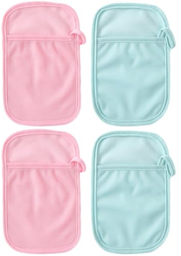 Badehandschuhe aus Baumwolle und Polyester 4 Stück für Babys | Daumenring, Sanfte Textur und Angenehmes Handgefühl, Geeignet für Babyshower und Einzug Zufällige Farbe