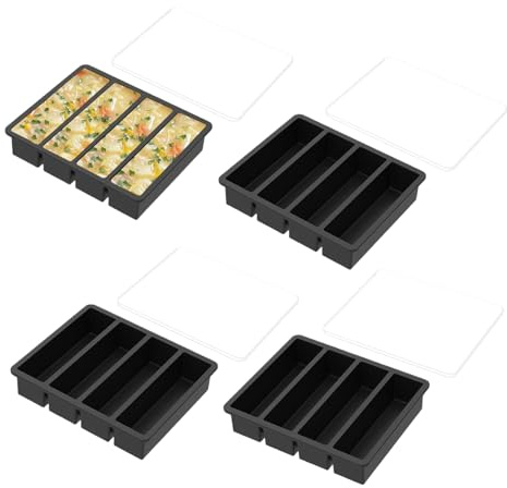 Cajón congelador de silicona - Contenedor de almacenamiento de 4 piezas | Molde congelador de silicona para sopa de 6,89 pulgadas, recipientes de alimentos a prueba de fugas para jugos, salsa, caldo