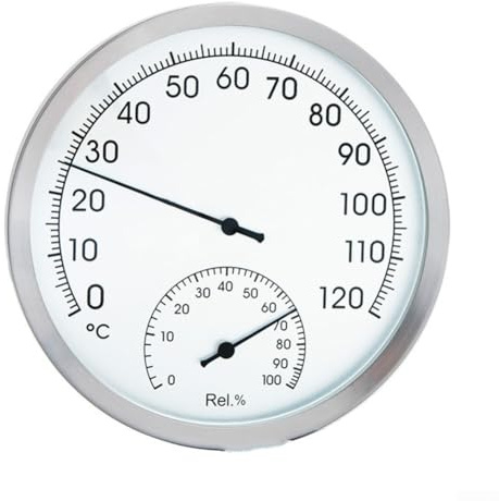 Termómetro 2 en 1 para sauna, termómetro, 127 mm, de acero inoxidable, para sauna, hogar, oficina, taller