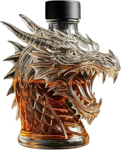 Carafe à whisky en forme de dragon en verre borosilicate 320ml – Décantateur original pour vin, alliant aération et décoration de bureau rétro