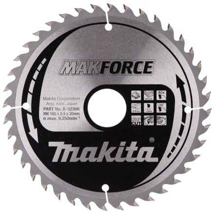 Makita B-32306 Lama Sega Circolare Makforce T.C.T. 165x30mm 40T Legno