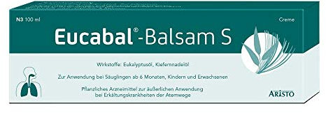 Eucabal-Balsam S 100g – Pflanzlicher Erkältungsbalsam für die ganze Familie – Befreit die Atemwege und fördert das Abhusten – Frei von Menthol, Campher und Konservierungsstoffen