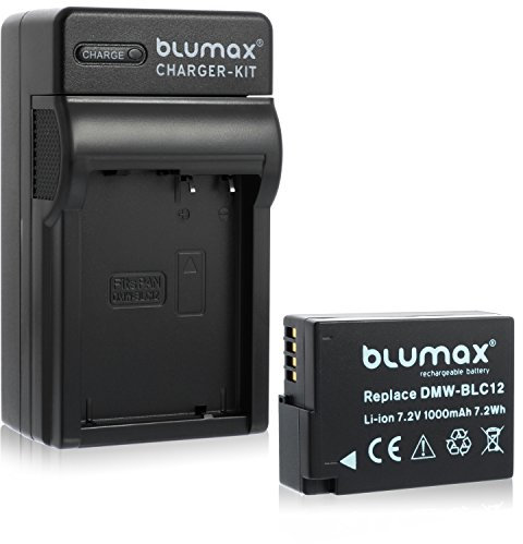 Blumax Akku ersetzt Panasonic DMW-BLC12 / DMW-BLC12-E 1000mAh + Ladegerät DMW-BLC12 | passend zu Lumix DMC: G5 | G6 | GX8 | G70 | G81 | GH2 | FZ200 | FZ300 | FZ1000 | FZ2000 | Leica V-Lux 4