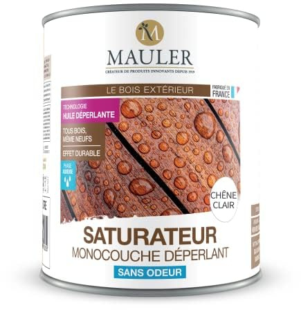 MAULER - Saturateur Bois Monocouche Dépérlant - 1L - Chêne clair - Assure une Protection Contre l'Usure du Bois dû aux Evénements Météorologique | Effet Déperlant 30 minutes - Remise en service Terrasse 24h - Applicable Bois Humide - Qualité Professionnelle depuis 1919