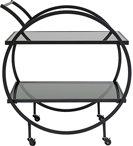 Kare Design Servierwagen Loft, Schwarz, Barwagen, mit 2 Ablagen, rollbar, Retro-Design, Wohnzimmer, Esszimmer, 86x74x40 cm