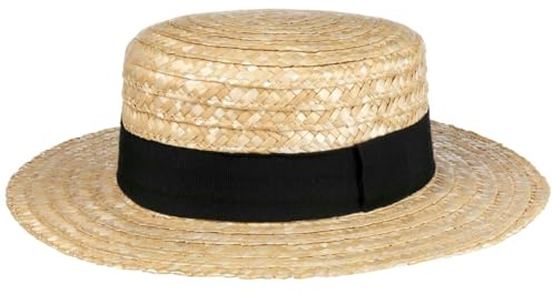 Lipodo Kreissäge Strohhut Beige Sonnenhut 100% Weizenstroh Boater Made in Italy Damen Herren Frühjahr Sommer Hut mit Ripsband