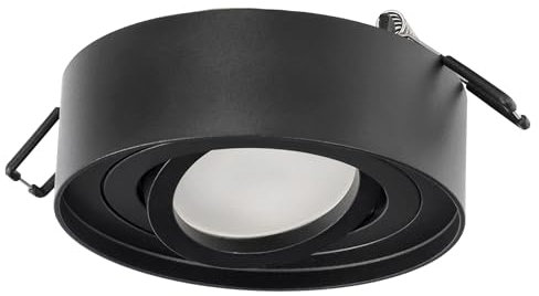 EDO Adjustable Round Recessed Ceiling Spotlight Black SKAND MINI - Modern Aluminium Compatible GU10 Downlight ø95x30mm- Flush Mount Ceiling Light for Living Room, Kitchen, Hallway, Bedroom, Office