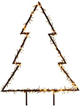 LED Metalltanne Tanne Leuchttanne Drinnen und Draussen 175 LED warmweiß 53x75cm Gartenstecker