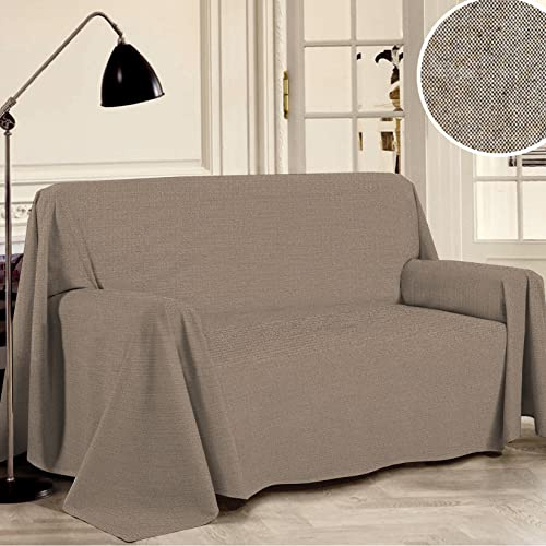 PENSIERI DELICATI Funda de Sofá 180 x 290 cm Made in Italy, Toalla 100% Algodón Puro Reciclado Teñido de Hilo, Color Unico Tabaco, Ideal como Tela Decoración, Cubre Sofá, Manta Pícnic