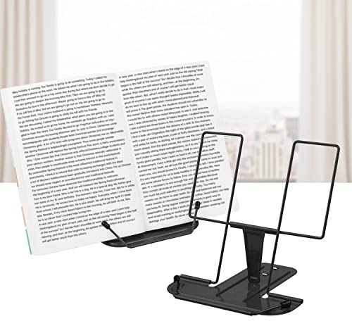 2 Stück Leseständer mit Metallbügel, Multifunktions Verstellbar Buchstützen Buchständer für Arbeitszimmer, Buch Magazin Menü Ipad, Kochbuch, Noten, Büro, Schule, These, Studentenpreise(Schwarz)