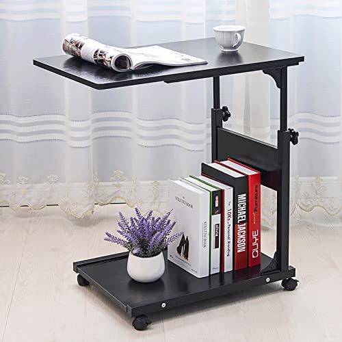 Betttisch Auf Rollen Höhenverstellbar, Beistelltisch Mit Stauraum, 2-stöckiger Sofa-Beistelltisch Höhenverstellbar Mobiler Laptop PC Tisch Krankenhaus-Pflegetisch Für Das Heimkrankenhaus ( Color : C )