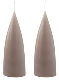 Kunstindustrien® Stumpenkerzen, Hergestellt in Dänemark, 43 Farben verfügbar, Kegel Kerze, Durchgefärbte Stumpenkerze lange Brenndauer von 15 Stunden, Kerzen Deko, 2 Stück, 6,5 x 16cm (Leinen)