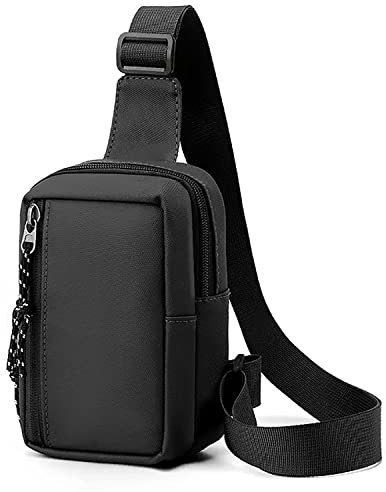 Brusttasche, Crossbody Herren Damen, Daypack Crossbody Brusttasche, Sportarten Herren Sling Bag, Multifunktions Hohe Kapazität Outdoor Sling Rucksack, für Reise, Wandern, Radfahren, Laufen (Schwarz)