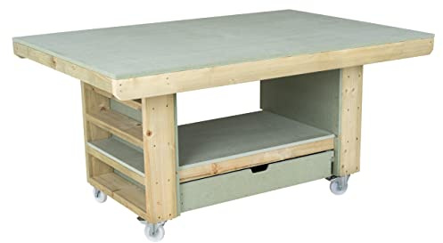 Arbor Garden Solutions Art - craft table, project workbench with storage, heavy-duty solid wood studio desk (Art-V2)