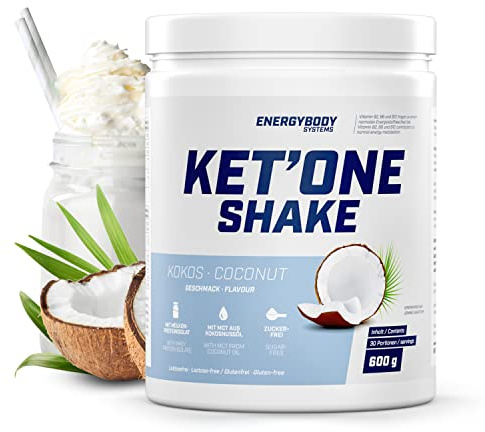 Energybody KET'ONE Shake Kokos 600 g | Protein Pulver für Ketogene Ernährung, Keto Shake mit MCT Pulver & Molkenproteinisolat, reich an EAA & BCAAs
